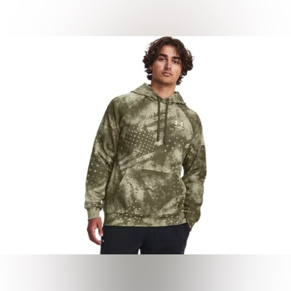 Under Armour Men's Freedom Amp Marine OD Green/Khaki Hoodie Medium Discontinued